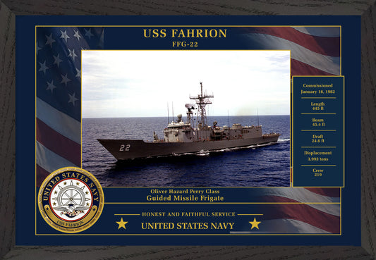 USS Fahrion FFG-22 Framed Patriotic Photo