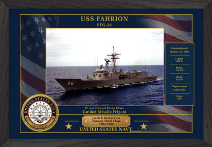 USS Fahrion FFG-22 Framed Patriotic Photo