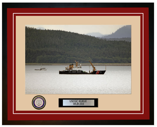USCGC KUKUI WLB 203 Framed Coast Guard Ship Photo Burgundy 51WLB203
