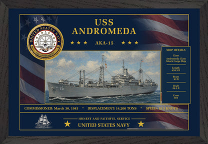 USS Andromeda AKA-15 Framed Patriotic Art