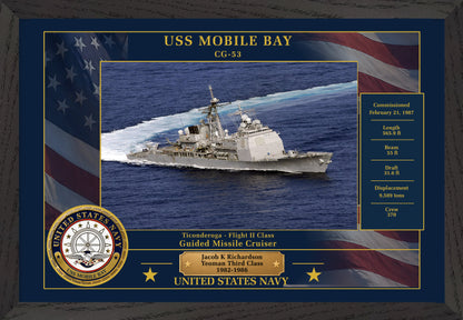 USS Mobile Bay CG-53 Framed Patriotic Photo