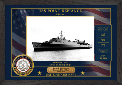 USS Point Defiance LSD-31 Framed Patriotic Photo