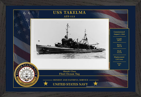USS Takelma ATF-113 Framed Patriotic Photo