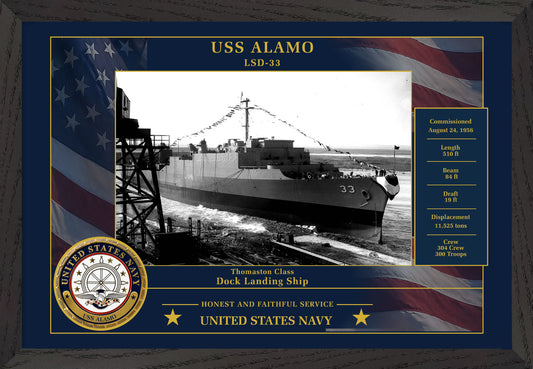 USS Alamo LSD-33 Framed Patriotic Photo
