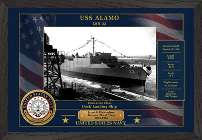 USS Alamo LSD-33 Framed Patriotic Photo