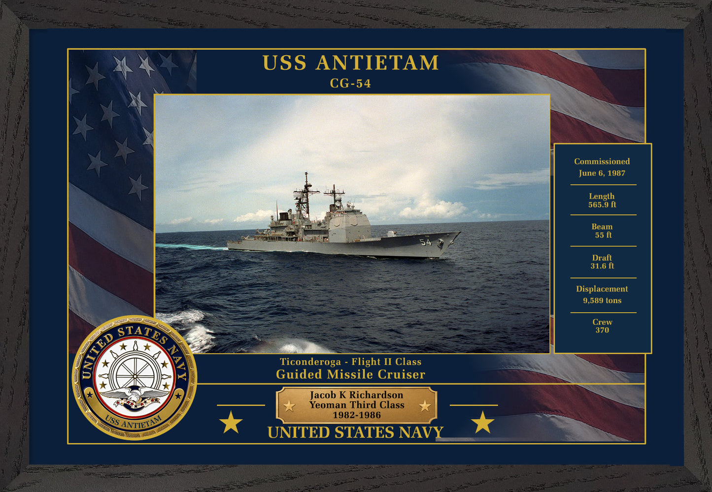 USS Antietam CG-54 Framed Patriotic Photo