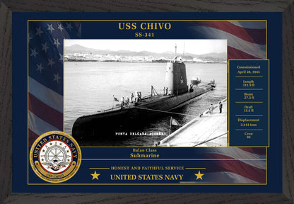 USS Chivo SS-341 Framed Patriotic Photo