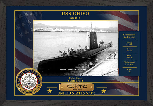 USS Chivo SS-341 Framed Patriotic Photo