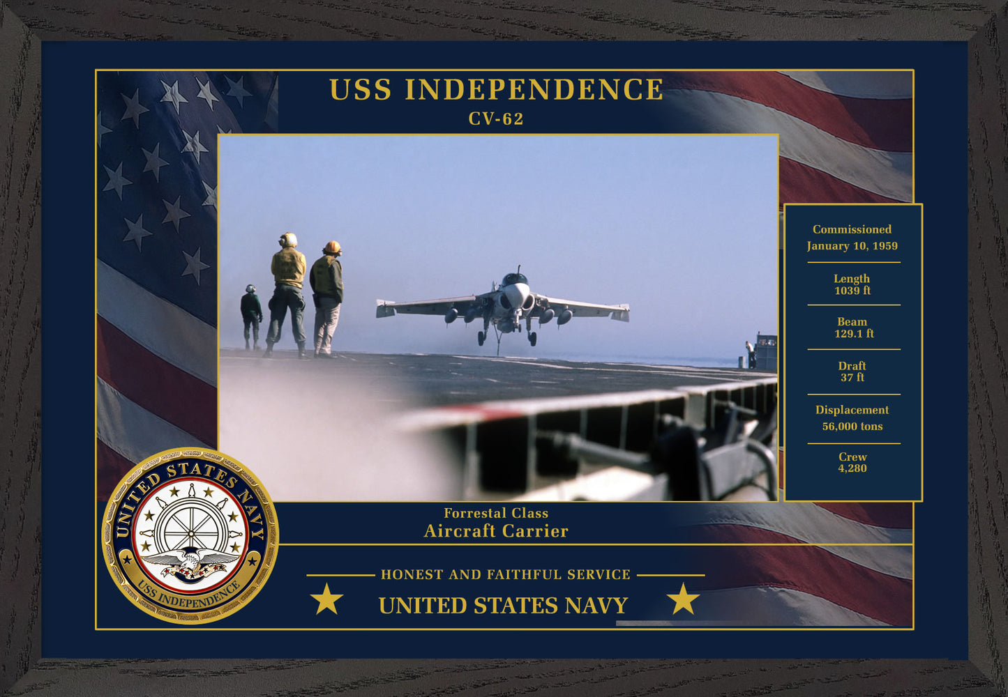 USS Independence CV-62 Framed Patriotic Photo