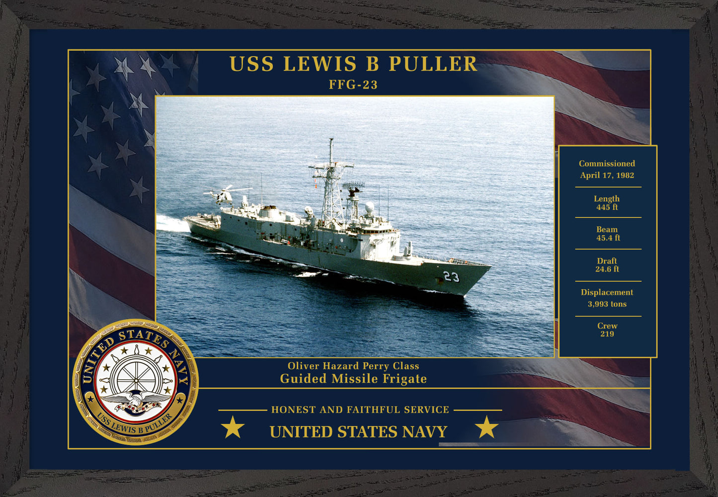 USS Lewis B Puller FFG-23 Framed Patriotic Photo
