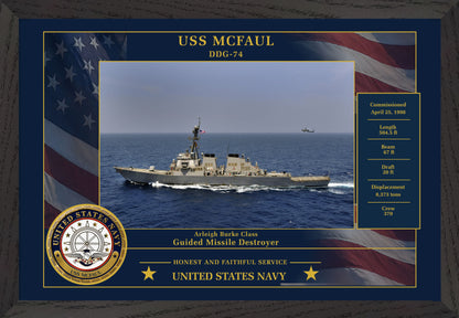 USS Mcfaul DDG-74 Framed Patriotic Photo