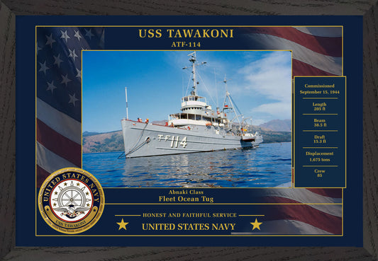 USS Tawakoni ATF-114 Framed Patriotic Photo