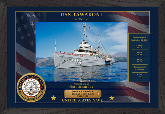 USS Tawakoni ATF-114 Framed Patriotic Photo