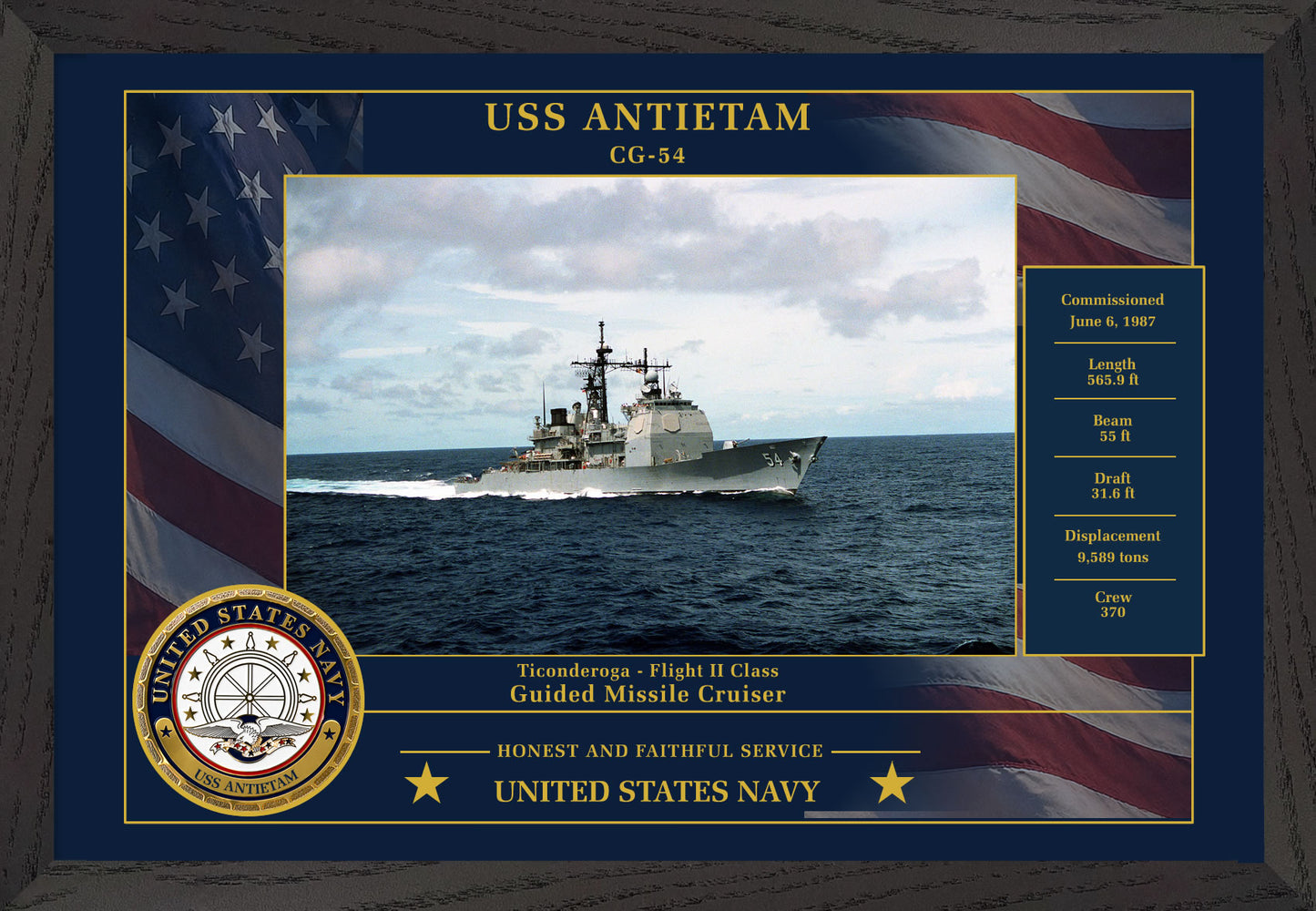 USS Antietam CG-54 Framed Patriotic Photo