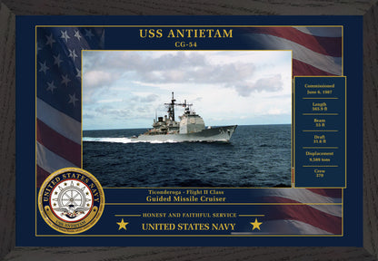 USS Antietam CG-54 Framed Patriotic Photo