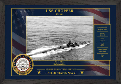USS Chopper SS-342 Framed Patriotic Photo