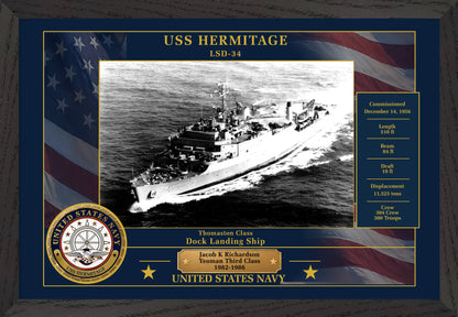 USS Hermitage LSD-34 Framed Patriotic Photo