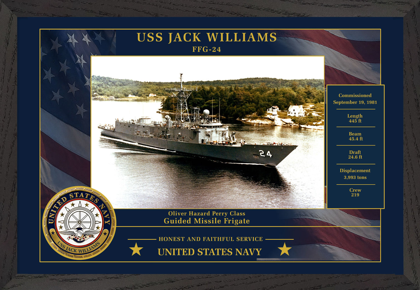 USS Jack Williams FFG-24 Framed Patriotic Photo