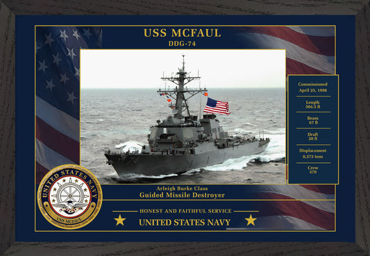 USS Mcfaul DDG-74 Framed Patriotic Photo