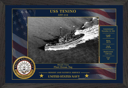 USS Tenino ATF-115 Framed Patriotic Photo