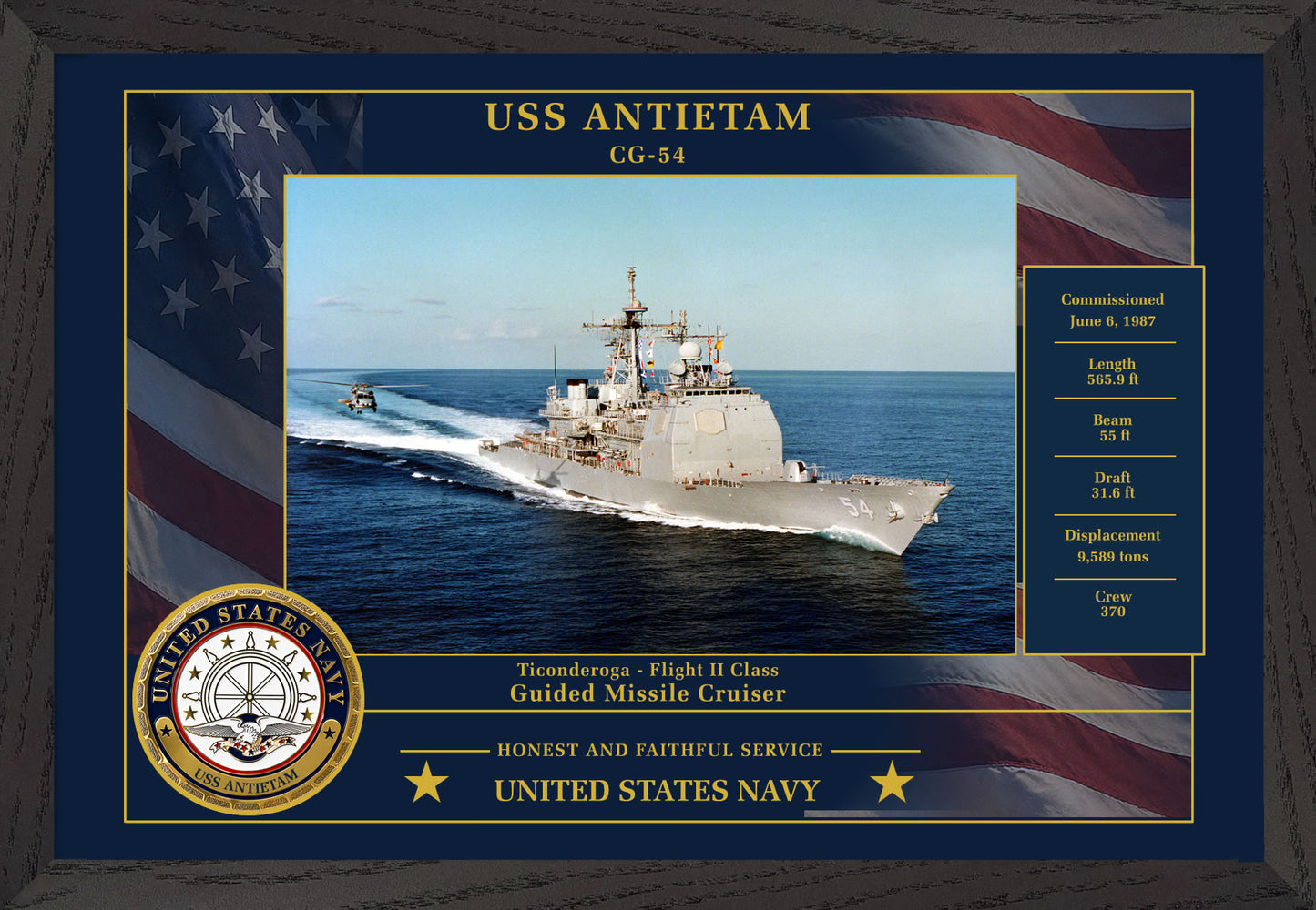 USS Antietam CG-54 Framed Patriotic Photo