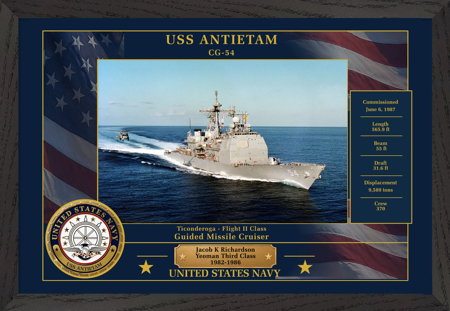 USS Antietam CG-54 Framed Patriotic Photo