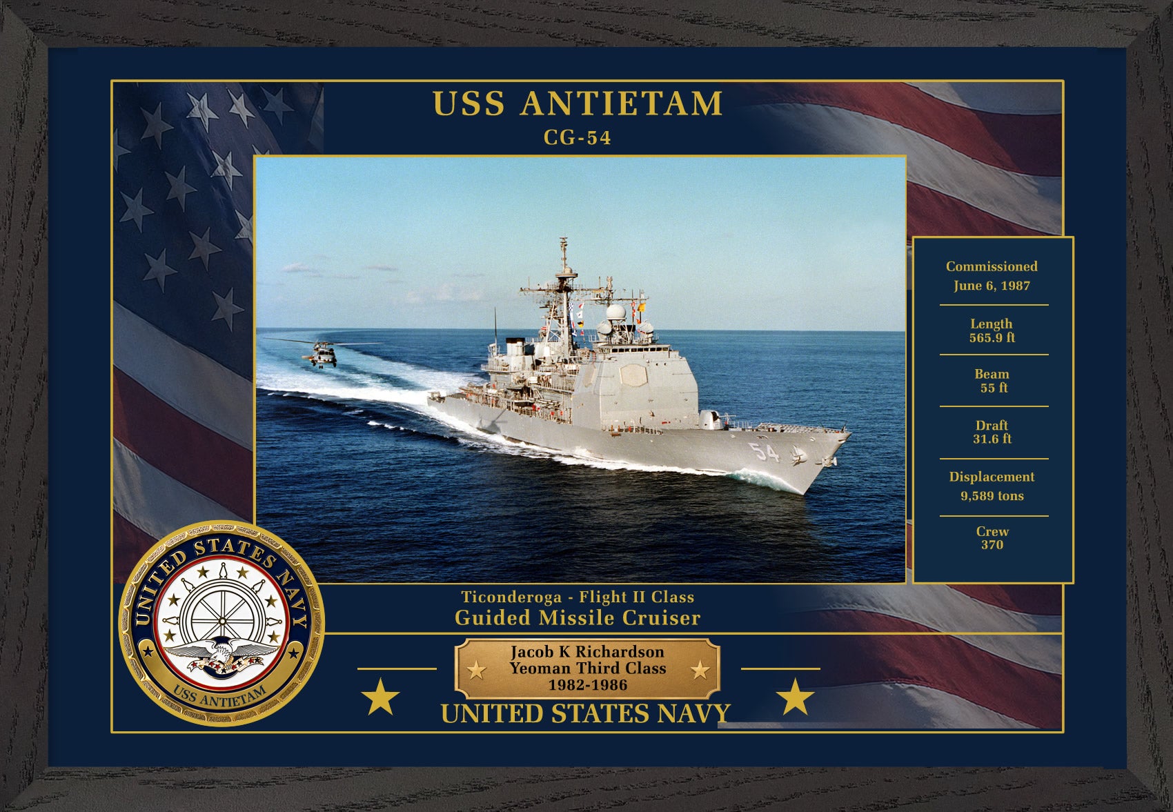 USS Antietam CG-54 Framed Patriotic Photo