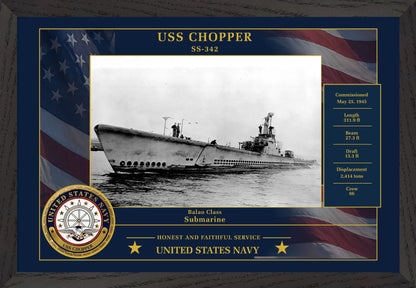 USS Chopper SS-342 Framed Patriotic Photo