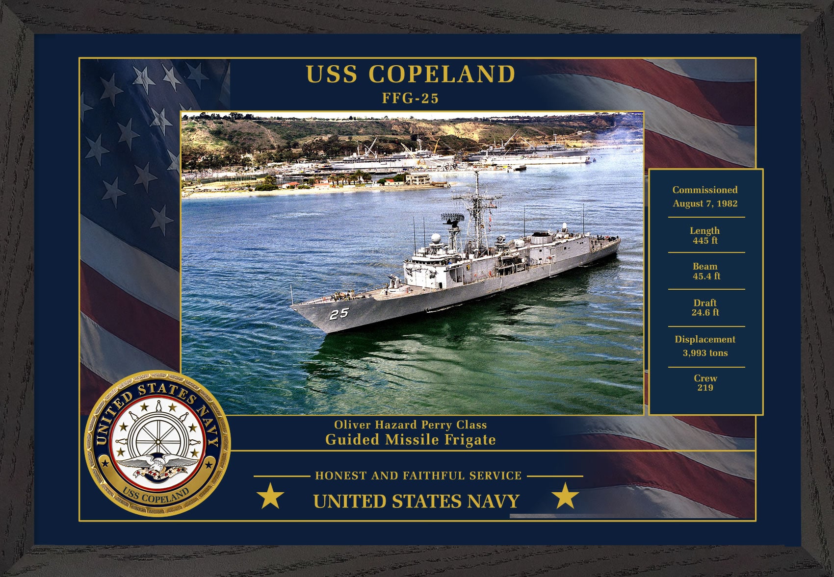 USS Copeland FFG-25 Framed Patriotic Photo