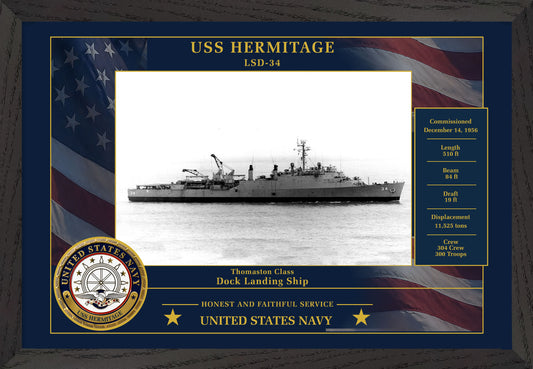 USS Hermitage LSD-34 Framed Patriotic Photo