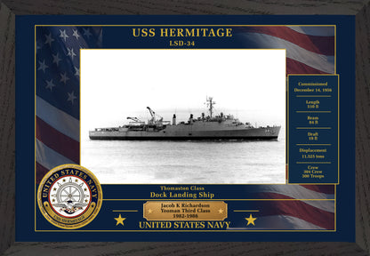 USS Hermitage LSD-34 Framed Patriotic Photo
