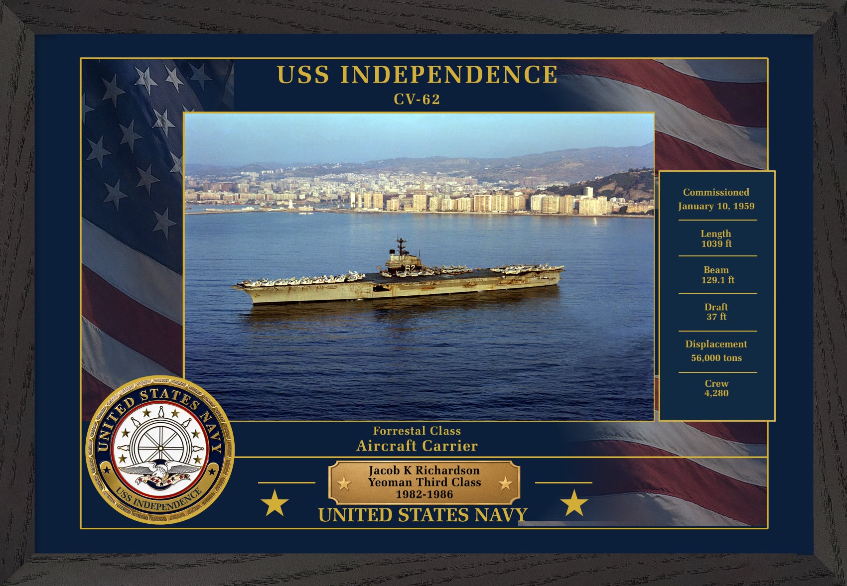 USS Independence CV-62 Framed Patriotic Photo
