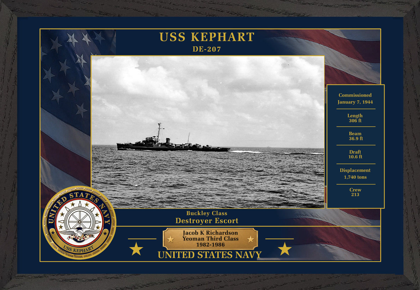 USS Kephart DE-207 Framed Patriotic Photo
