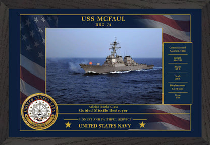 USS Mcfaul DDG-74 Framed Patriotic Photo