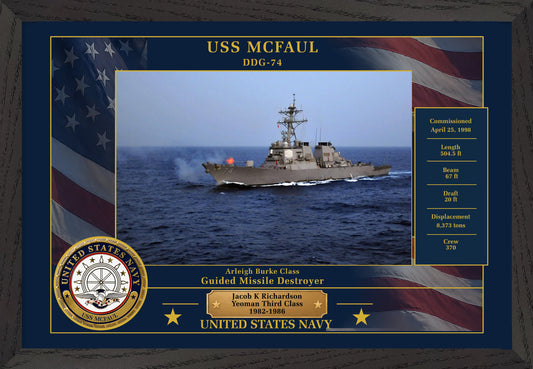 USS Mcfaul DDG-74 Framed Patriotic Photo