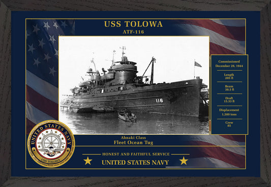 USS Tolowa ATF-116 Framed Patriotic Photo