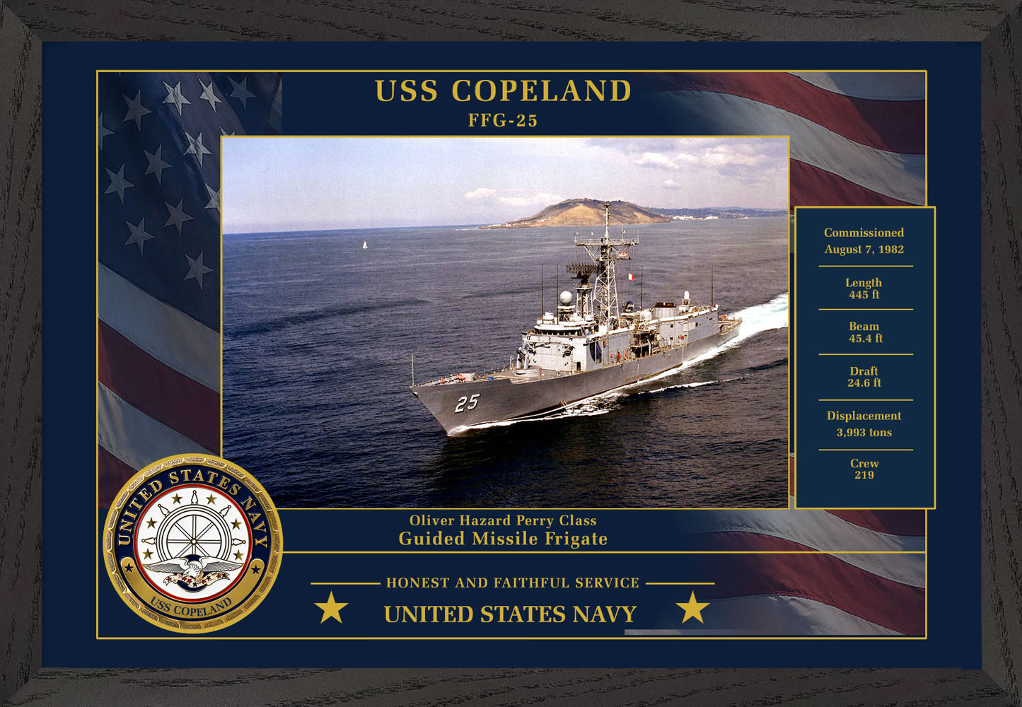 USS Copeland FFG-25 Framed Patriotic Photo