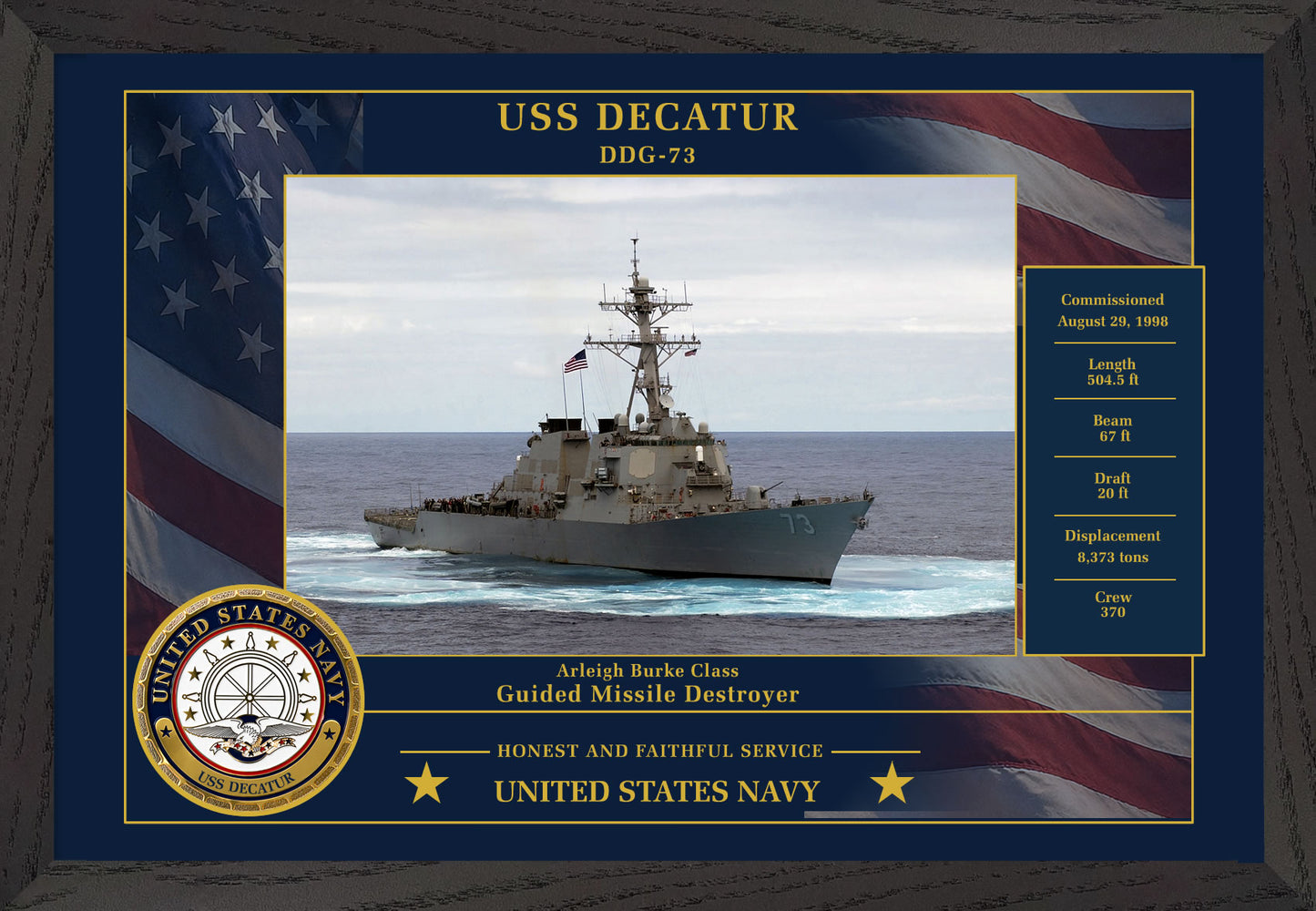 USS Decatur DDG-73 Framed Patriotic Photo