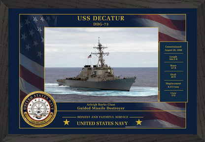 USS Decatur DDG-73 Framed Patriotic Photo