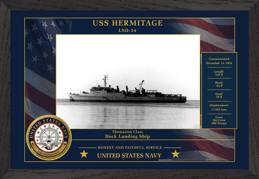 USS Hermitage LSD-34 Framed Patriotic Photo
