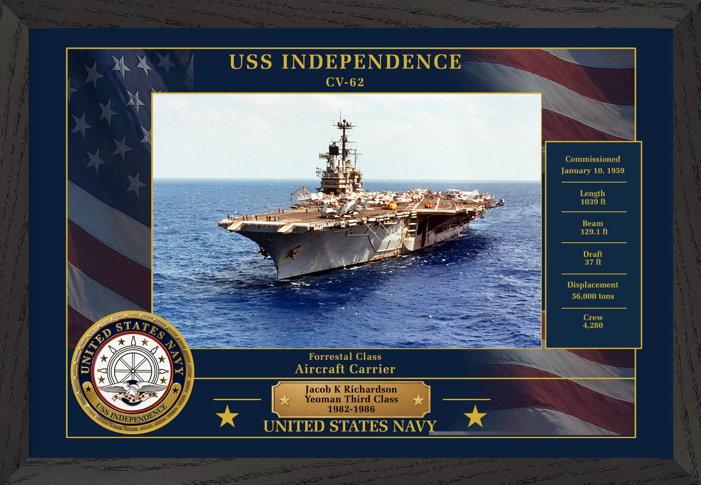 USS Independence CV-62 Framed Patriotic Photo