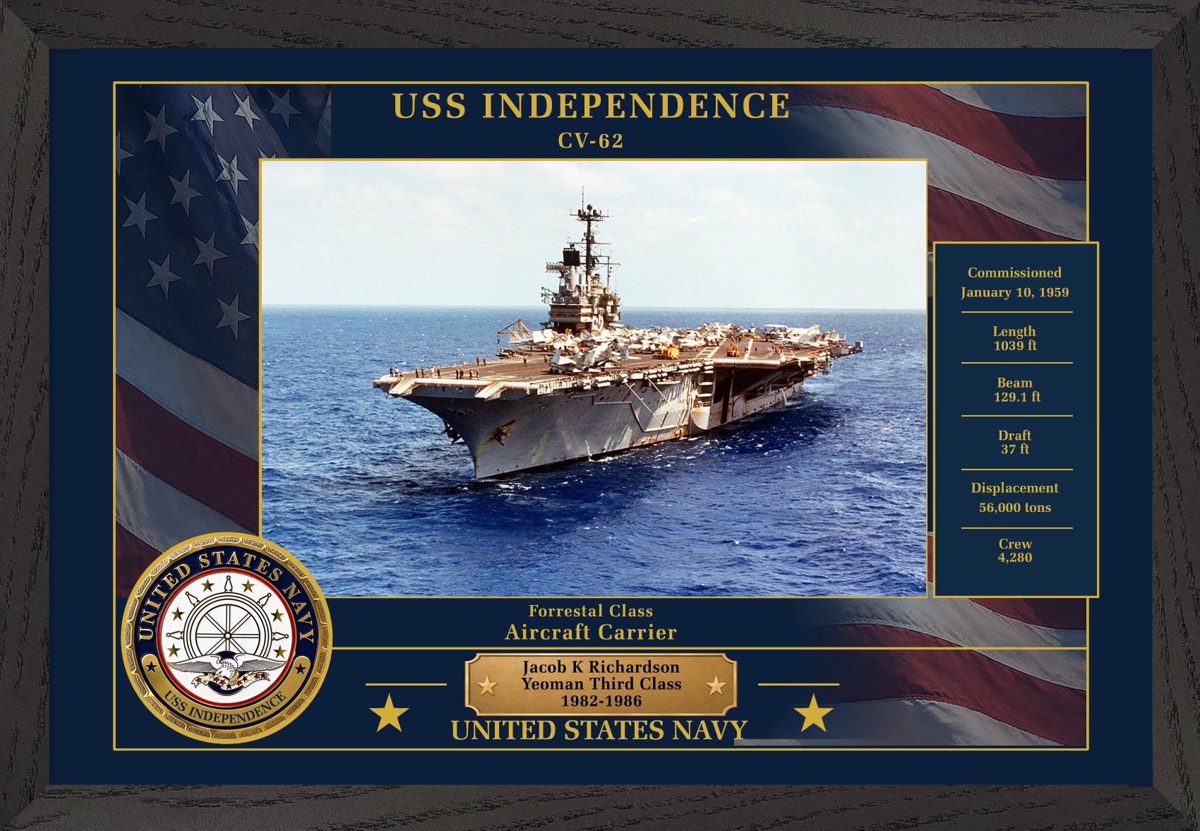 USS Independence CV-62 Framed Patriotic Photo