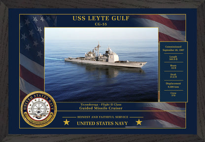USS Leyte Gulf CG-55 Framed Patriotic Photo