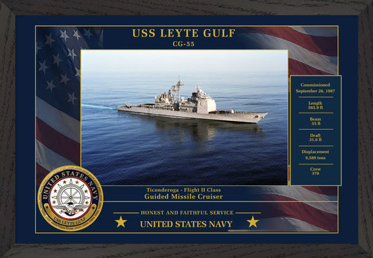 USS Leyte Gulf CG-55 Framed Patriotic Photo