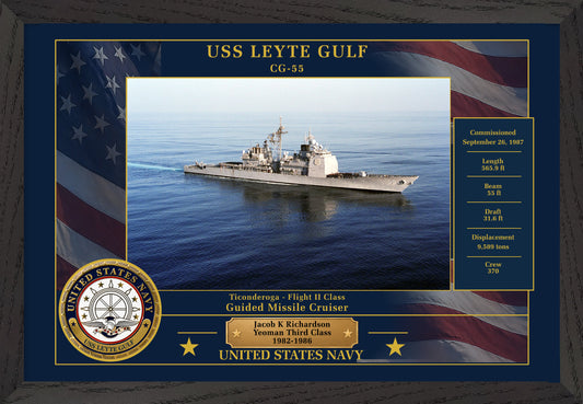 USS Leyte Gulf CG-55 Framed Patriotic Photo
