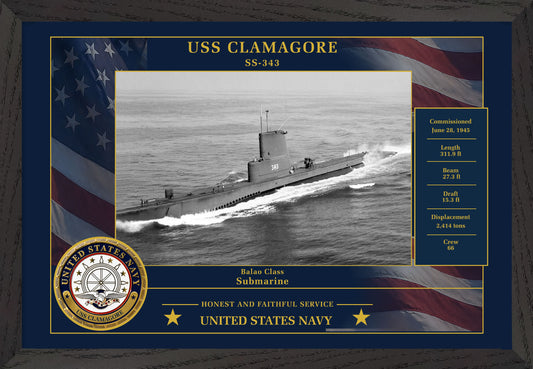 USS Clamagore SS-343 Framed Patriotic Photo