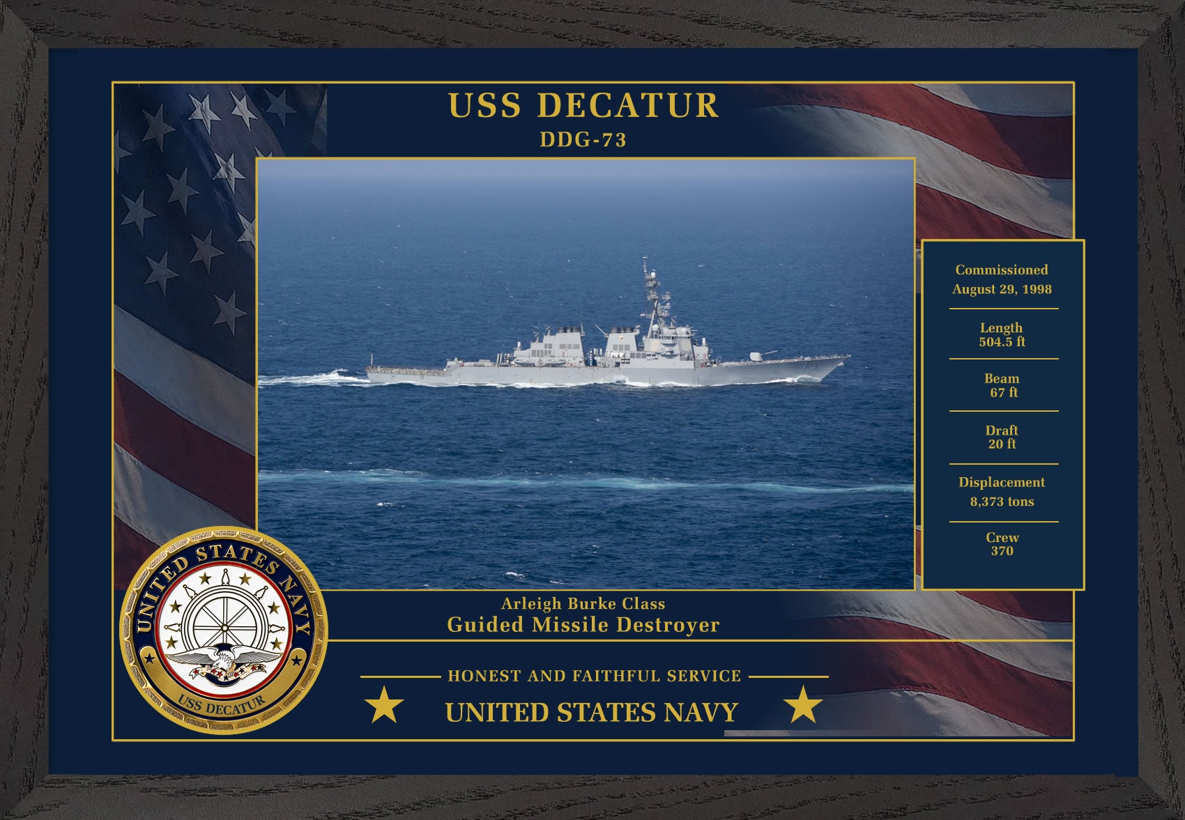 USS Decatur DDG-73 Framed Patriotic Photo