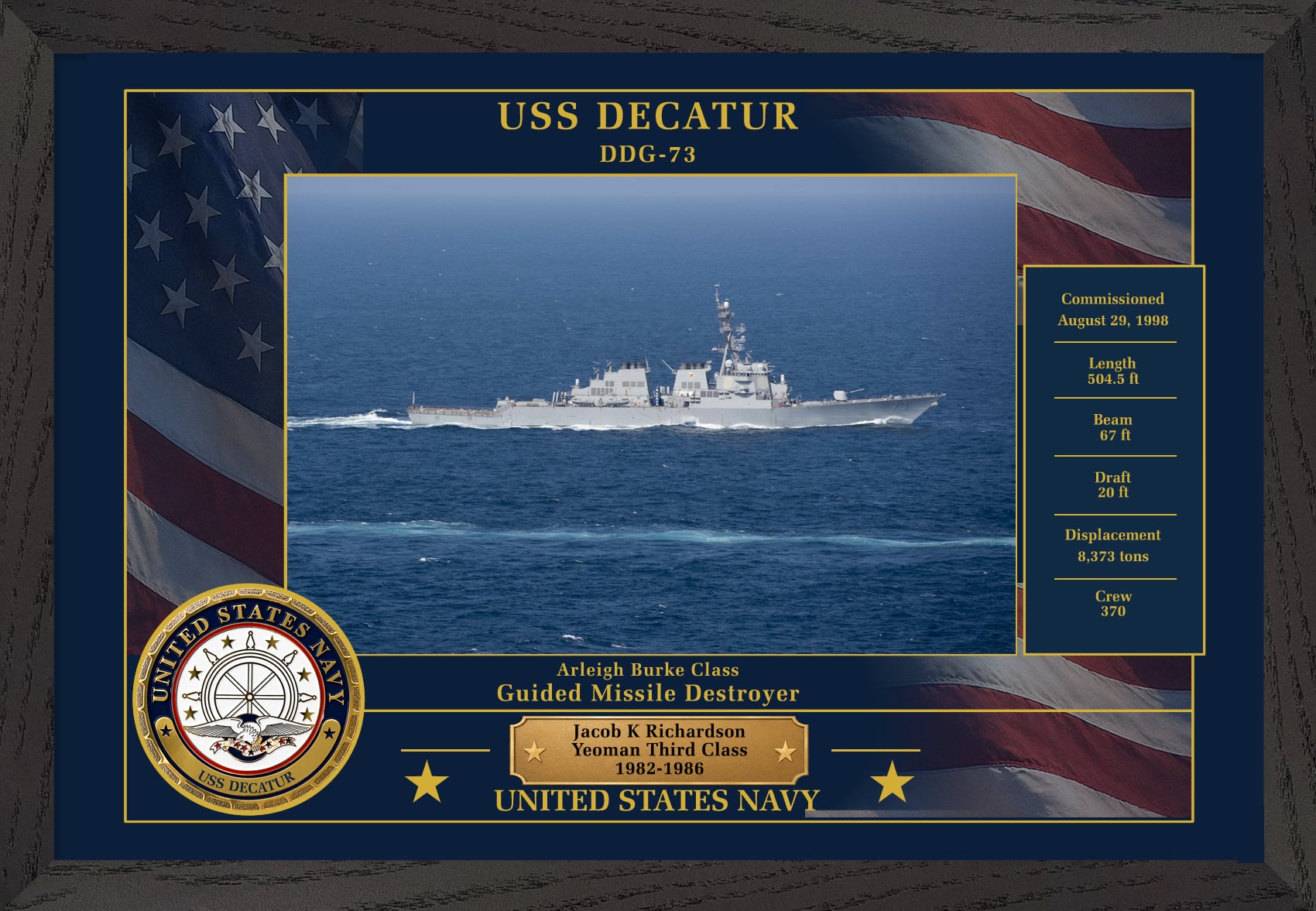 USS Decatur DDG-73 Framed Patriotic Photo