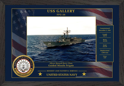 USS Gallery FFG-26 Framed Patriotic Photo
