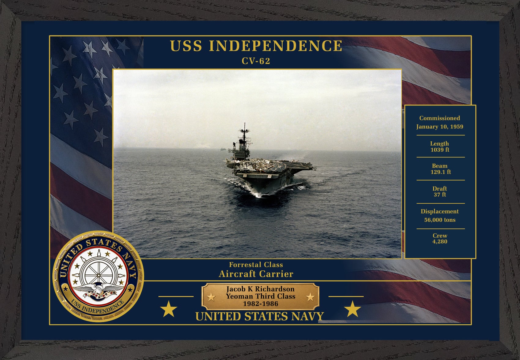 USS Independence CV-62 Framed Patriotic Photo